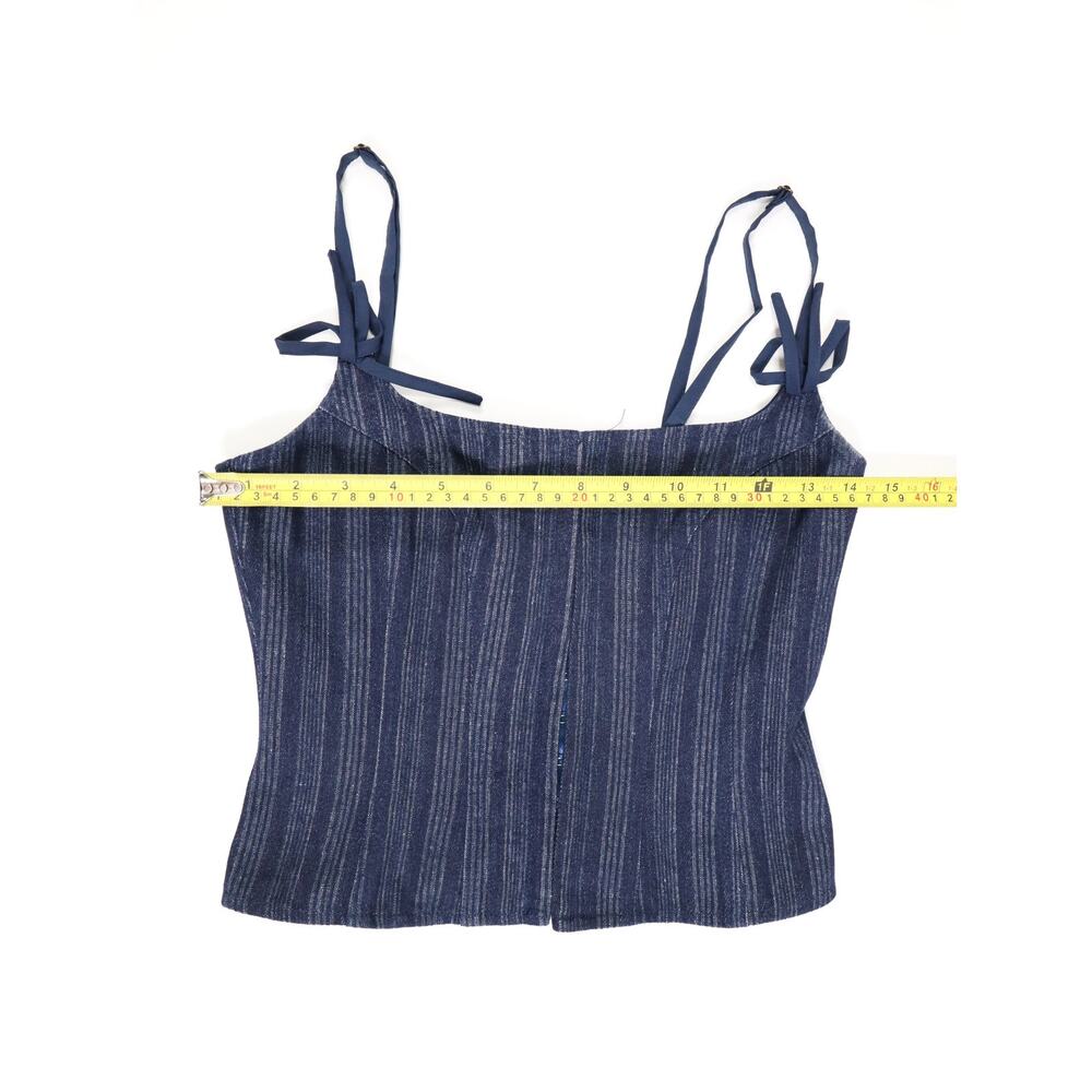 Y2K Model Off Duty Lioness Charismatic Pinstripe Denim Corset Top Night Out XS - Picture 7 of 11